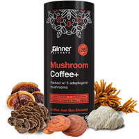 Mushroom Coffee With 5 Adaptogenic Mushrooms - Upgraded Coffee Alternative With Half Caffeine - Arabica Coffee With Lion's Mane, Cordyceps, Chaga, Reishi, Turkey Tail, And L-Theanine (35 Servings)