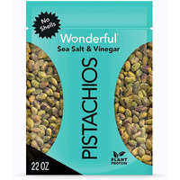Wonderful Pistachios No Shells, Sea Salt & Vinegar Nuts, 22 Ounce Resealable Bag, Protein Snacks, Gluten Free, Healthy Snack