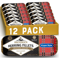 Brunswick Boneless Kipper Style Herring Fillets, 3.53 Oz Can (Pack Of 12) - 18G Protein Per Serving - Gluten Free, Keto Friendly - Great For Pasta & Seafood Recipes