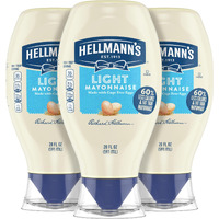 Hellmann's Light Mayonnaise Light Mayo Squeeze Bottle Pack Of 3 For A Creamy Condiment For Sandwiches And Simple Meals Made With 100% Cage-Free Eggs 20 Oz