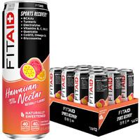 Fitaid Post Workout Recovery Drink, Hawaiian Nectar, Passion Fruit, Orange & Guava, Bcaas, Glucosamine, Electrolytes, 40 Calories, 12 Fl Oz (Pack Of 12)