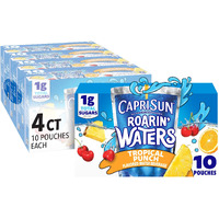 Capri Sun Roarin' Waters Tropical Tide Naturally Flavored Water Kids Beverage (40 Ct Pack, 4 Boxes Of 10 Pouches)