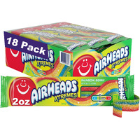 Airheads Xtremes Belts Sweetly Sour Candy, Rainbow Berry, Non Melting, Bulk Party Bag, 2 Oz (Pack Of 18)