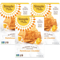 Simple Mills Almond Flour Crackers, Farmhouse Cheddar - Gluten Free, Healthy Snacks, 4.25 Ounce (Pack Of 3)