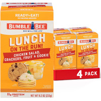 Bumble Bee Lunch On The Run Chicken Salad With Crackers Kit, 8.2 Oz (Pack Of 4) - Ready To Eat, Includes Crackers, Cookie & Mixed Fruit - Shelf Stable & Convenient Source Of Protein