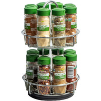 Mccormick Gourmet Two Tier Chrome 16 Piece Organic Spice Rack Organizer With Spices Included, 18.55 Oz