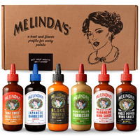 Melindas Craft Wing Collection - Craft Wing Sauce & Condiment Gift Set For Buffalo Wings - Black Truffle Hot Sauce, Thai Sweet Chili, Japanese Bbq, Ghost Pepper Wing Sauce & More - 12 Oz, 6 Pack