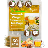 Special 30 Tea Bags Turmeric Ginger Cinnamon Tea, 100% Natural, Hand-Made Blend Of Turmeric, Ginger, And Cinnamon. Eco-Conscious Tea Bags. Turmeric Ginger Herbal Tea. No Sugar, No Caffeine, No Gluten, Vegan.