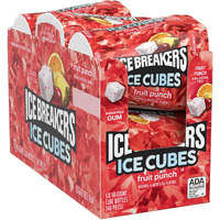 Ice Breakers Ice Cubes Fruit Punch Sugar Free Chewing Gum Bottles, 3.24 Oz (6 Count, 40 Pieces)