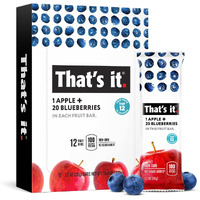 That's It. Apple + Blueberry 100% Natural Real Fruit Bar, Best High Fiber Vegan, Gluten Free Healthy Snack, Paleo For Children & Adults, Non Gmo No Sugar Added, No Preservatives Energy Food (12 Pack)