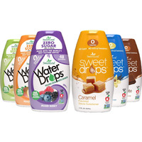 Sweetleaf Stevia Liquid Variety 6-Pack - Caramel, Chocolate, Vanilla Sweet Drops, 1.7 Oz Ea + Peach Mango, Lemon Lime & Mixed Berry Water Drops, 1.62 Oz Ea