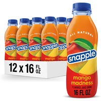 Snapple Mango Madness Flavored Juice Drink, 16 Fl Oz Recycled Plastic Bottle, Pack Of 12