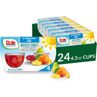 Dole Fruit Bowls Mixed Fruit In Cherry Flavored Gel Snacks, 4Oz 24 Total Cups, Gluten & Dairy Free, Bulk Lunch Snacks For Kids & Adults