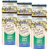 New England Coffee French Vanilla Decaffeinated Medium Roast Ground Coffee, 10Oz Bag (Pack Of 6)