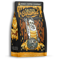 Bones Coffee Company Salted Caramel Ground Coffee Beans, Low Acid Flavored Coffee Made With Arabica Coffee Beans, Medium Roast Coffee, Coffee Lover Gift Ideas (12 Oz)