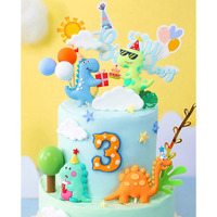 Gallarato 6 Pcs Little Dino Birthday Cake Decoration Dinosaur Cake Decoration Little Dinosaur Birthday Party Supplies Dinosaur Party Favors Three Rex Cake Decoration Three Rex Party Supplies