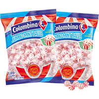 Colombina Jumbo Peppermint Balls, Individually Wrapped Red & White Hard Candy Delights, 2 Pack (240 Count)