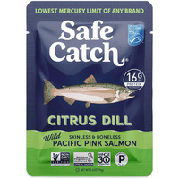 Safe Catch Skinless And Boneless Wild Pacific Pink Salmon Pouch, Citrus Dill Seasoned, Mercury Tested, Kosher, 2.6Oz Pouches, Pack Of 12