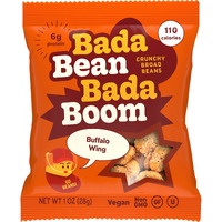 Enlightened Bada Bean Bada Boom - Plant-Based Protein, Gluten Free, Vegan, Crunchy Roasted Broad (Fava) Bean Snacks, 110 Calories Per Serving, Buffalo Wing, 1 Ounce (Pack Of 24)