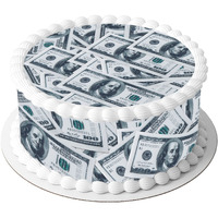 50Pcs Edible 100 Dollar Bill Image Cupcake Toppers Wafer Paper Fake Money Cake Decoration For Baby Shower Birthday Anniversary Party Supplies