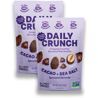 Daily Crunch Sprouted Almonds, 5 Ounce Resealable Bags (Cacao And Sea Salt, 2 Pack) Packaging May Vary - Sprouted And Dehydrated For A Unique Crunch, Keto Friendly, Non-Gmo, Oil And Salt Free, Vegan, Healthy Snack