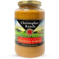 Christopher Ranch Chopped Garlic In Olive Oil Award Winning Heirloom Fresh Garlic Family Farmed, Delivered In A Convenient Jar For Cooking, Best Cooking Gifts Of Garlic Fresh Whole Flavor - 32 Oz