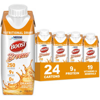 Boost Breeze Clear Nutritional Drink, 9G Protein, 250 Nutrient-Rich Calories, Orange, 8 Fl Oz (Pack Of 24)