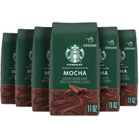 Starbucks Ground Coffee, Mocha Flavored Coffee, Naturally Flavored, 100% Arabica, 6 Bags (11 Oz Each)