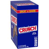 Crunch, Bulk 12 Count Box, Milk Chocolate And Crisped Rice, Full Size Individually Wrapped Candy Bars, 52.8 Oz
