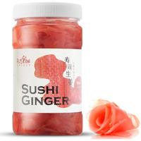 Fusion Select Sushi Ginger - Natural Sliced Gari, Pickled Ginger For Sushi - No Msg, Non-Gmo - Spicy, Sour, Sweet & Salty Taste Notes - Side Dish For Sashimi, Sushi Ingredients - 12Oz (Pink, 1Pk)