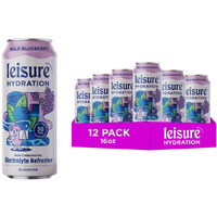 Leisure Drinks - Blueberry Electrolyte Drink [Electrolyte Refresher - 16Oz Cans, 12Pk] - Low Sugar Hydration Drink - Healthy Beverage Packed W/ Magnesium, Ashwagandha, & Minerals For Mood & Stress Support
