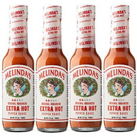 Melindas Original Habanero Extra Hot Sauce - Gourmet Habanero Hot Sauce - Made With Habanero Peppers, Carrots, Onion, Vinegar & Garlic - Keto, Kosher, Vegan, Gluten Free Hot Sauce - 5Oz, 4 Pack