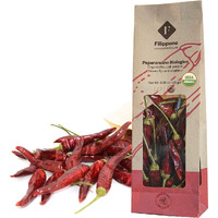 Organic Whole Dried Chili Peppers, On Stem, 25 G (0.88 Oz), Filippone, Sicilian, Fresh Grown In The Mountains Of Sicily, Spicy Sicilian Pepperoncino With Intense Aroma And Flavor, Decoration, Cooking, Certified Usda Organic