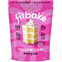 Fitbake Yellow Cake Baking Mix | 2G Net Carbs Per Serving | Keto Friendly Low Carb Food | No Added Sugar Keto Snack | Zero Sugar & Gluten Free Desserts | Naturally Sweetened Cake Mixes Keto Foods 7Oz