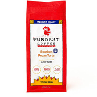Puroast Low Acid Whole Bean Coffee, Premium Bourbon Pecan Flavor, High Antioxidant, 0.75 Pound Bag