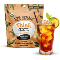 Four Sigmatic Think Organic Black Tea | Instant Organic Lemon Tea W/Lion's Mane & L-Theanine For Mental Clarity & Focus | Organic Herbal Tea W/Adaptogens | Vegan, Gluten-Free | Lemon, 24 Servings