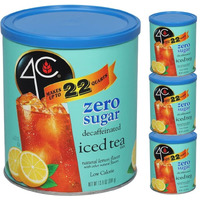 4C Light Powdered Drink Mix Cannisters, Zero Sugar Decaffeinated Iced Tea 3 Pack, 22 Quarts, Family Sized Cannister, Low Calorie, Thirst Quenching Flavors