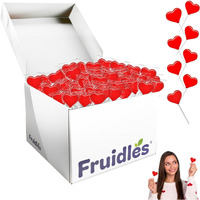 Fruidles Valentines Day Mini Red Heart Shaped Strawberry Flavored Lollipop, Individually Wrapped, 5G Lollipops (1600 Lollipops (20 Pounds (Bulk)))