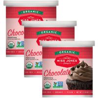 Miss Jones Baking Organic Buttercream Frosting, Perfect For Icing And Decorating, Vegan-Friendly: Rich Fudge Chocolate (Pack Of 3)