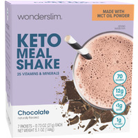Wonderslim Keto Meal Replacement Shake, Chocolate, Low Carb, C8 Mcts, 12G Protein, Collagen, 25 Vitamins & Minerals, Gluten Free (7Ct)