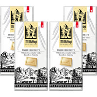 Milkboy Swiss White Chocolate Bars - Gourmet Bourbon Vanilla Chocolate Bars - Made With Pure Natural Vanilla - White Premium - Gluten Free - Non-Gmo - Kosher - 3.5Oz 4 Packs