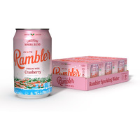 Autx Rambler Sparkling Water, Limestone Mineral Blend, Cranberry Flavor, Limited Edition, 12 Oz, Three 8-Packs (24 Cans)