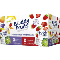 Buddy Fruits Pure Blended Fruit Snack To Go Variety Pack, Multifruit & Strawberry Applesauce 3.2Oz (Pack Of 24) | 100% Real Fruit | No Sugar, Non Gmo, Vegan, Gluten Free, No Preservatives, Bpa Free, Certified Kosher