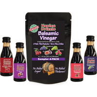 Naples Drizzle Barrel-Aged Balsamic Vinegar Of Modena -- Rich, Extra Thick, No Added Sugar Or Thickeners, Better-Than-Glaze Balsamic Drizzle (4-Pack -- 1Oz Mix Flavors). Tsa-Approved Travel & Picnic Size