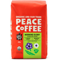 Peace Coffee Morning Glory Signature Blend | 20 Oz Whole Bean Light Roast | Organic Fair Trade | Smooth, Mild Flavor | Shade Grown, Fresh Roasted