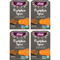 Yogi Tea Pumpkin Spice Tea - 16 Tea Bags Per Pack (4 Packs) - Limited Edition Organic Pumpkin Spice Tea Bags - Perfect For The Holidays - Includes Cinnamon Bark, Cardamom Pod, Nutmeg Kernel & More
