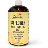 Esutras Organics Linoleic Safflower Oil - Cold Pressed, Moisturizing Non-Gmo Oil For Hair, Body & Skin Care(16 Oz)