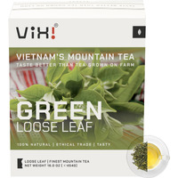 Vixi Green Tea Loose Leaf, (16.00 Oz), Vietnam's Mountain Tea, Caffeinated, Dried Whole Full Large Leaves, 100% Natural, Antioxidant, Perfect For Hot And Cold Brew