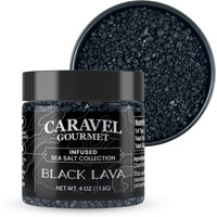 Hawaiian Style Black Lava Sea Salt - All-Natural Unrefined Hawaiian Sea Salt Infused With Activated Charcoal - Gorgeous Finishing Salt - No Gluten, No Msg, Non-Gmo - 4 Oz Jar - Caravel Gourmet
