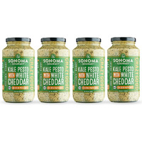 Sonoma Gourmet Rich & Creamy Kale Pesto With White Cheddar Pasta Sauce | Gluten-Free | Made With Garden Fresh Kale & Sharp White Cheddar - 25 Ounce Jars (Pack Of 4)